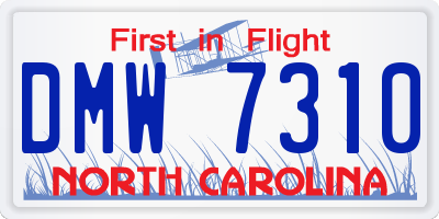 NC license plate DMW7310