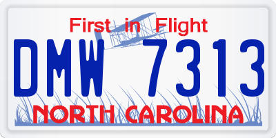 NC license plate DMW7313