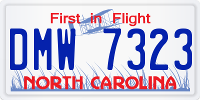 NC license plate DMW7323