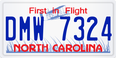 NC license plate DMW7324