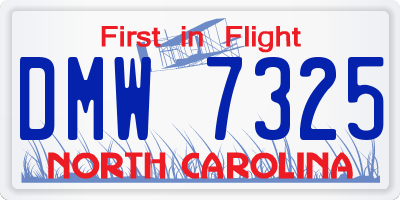 NC license plate DMW7325