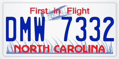 NC license plate DMW7332