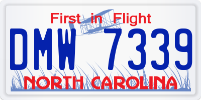 NC license plate DMW7339