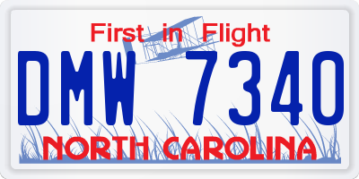 NC license plate DMW7340