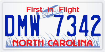 NC license plate DMW7342