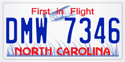 NC license plate DMW7346