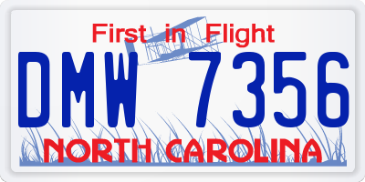 NC license plate DMW7356