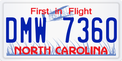 NC license plate DMW7360