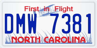 NC license plate DMW7381