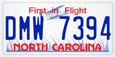 NC license plate DMW7394