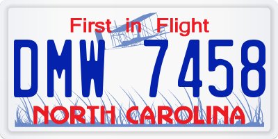 NC license plate DMW7458