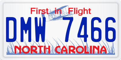 NC license plate DMW7466
