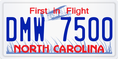 NC license plate DMW7500