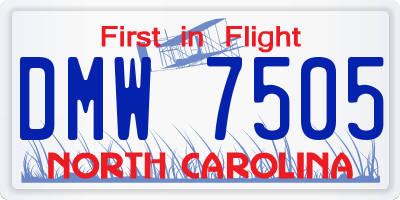 NC license plate DMW7505