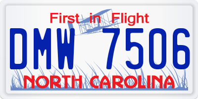 NC license plate DMW7506