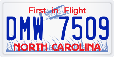 NC license plate DMW7509