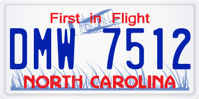 NC license plate DMW7512