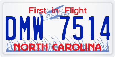 NC license plate DMW7514