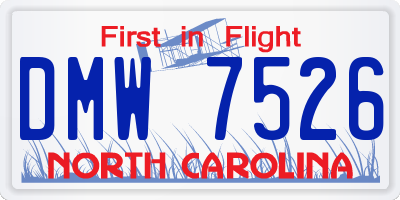 NC license plate DMW7526