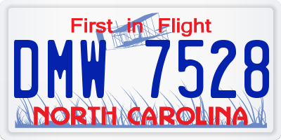 NC license plate DMW7528