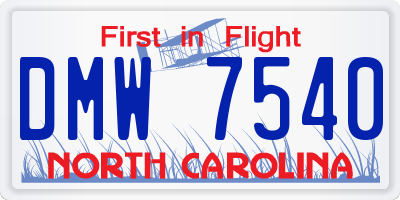 NC license plate DMW7540