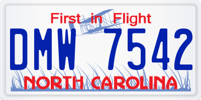 NC license plate DMW7542