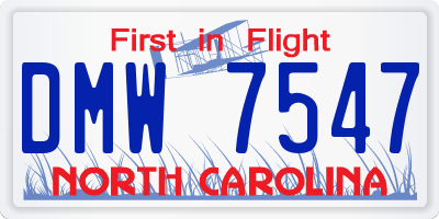 NC license plate DMW7547