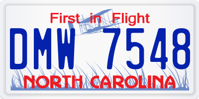 NC license plate DMW7548