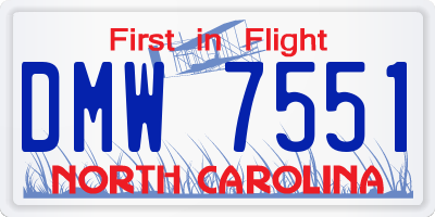 NC license plate DMW7551