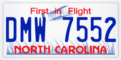 NC license plate DMW7552