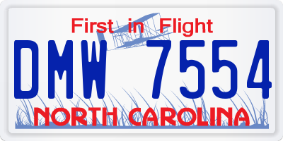 NC license plate DMW7554