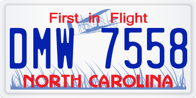 NC license plate DMW7558