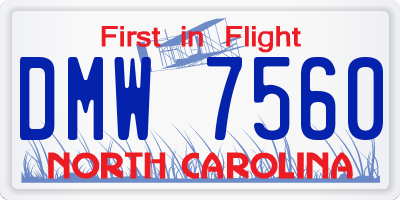NC license plate DMW7560