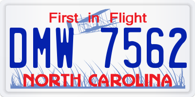 NC license plate DMW7562