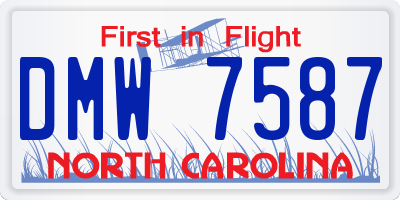 NC license plate DMW7587
