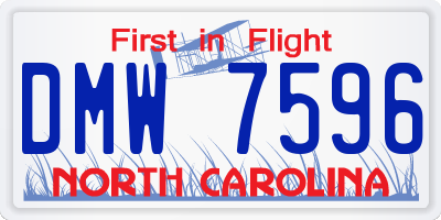 NC license plate DMW7596