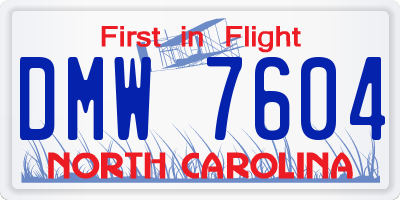 NC license plate DMW7604