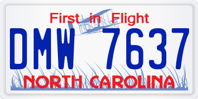 NC license plate DMW7637
