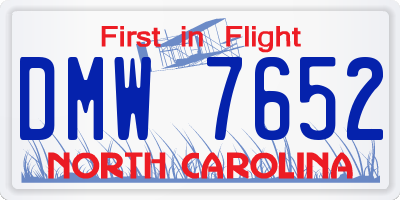 NC license plate DMW7652