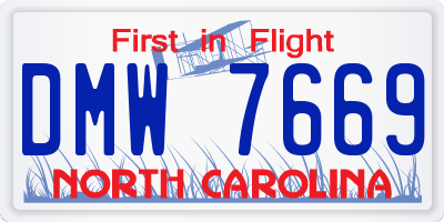 NC license plate DMW7669