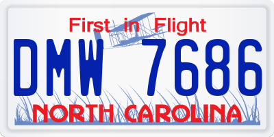 NC license plate DMW7686