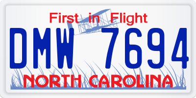 NC license plate DMW7694