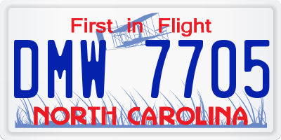 NC license plate DMW7705