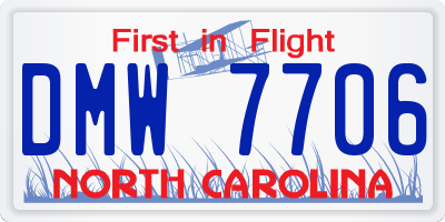 NC license plate DMW7706