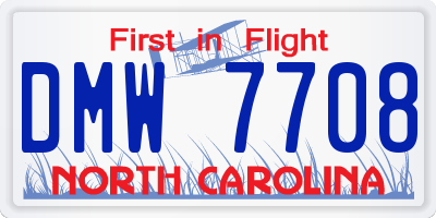 NC license plate DMW7708