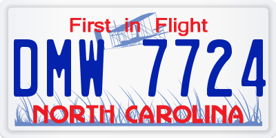 NC license plate DMW7724