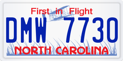 NC license plate DMW7730