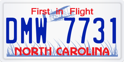NC license plate DMW7731