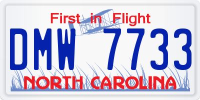 NC license plate DMW7733