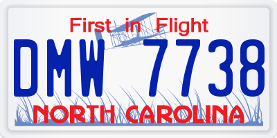 NC license plate DMW7738